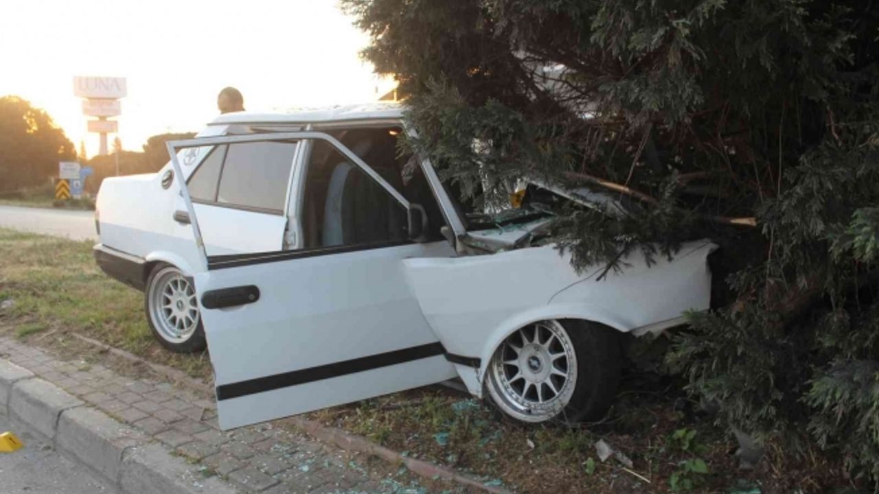 Manisa’da otomobil refüjdeki ağaca çarptı: 1 ölü, 1 ağır yaralı