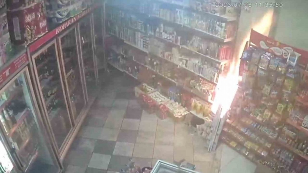 Kula’daki market yangınının kamera görüntüleri ortaya çıktı