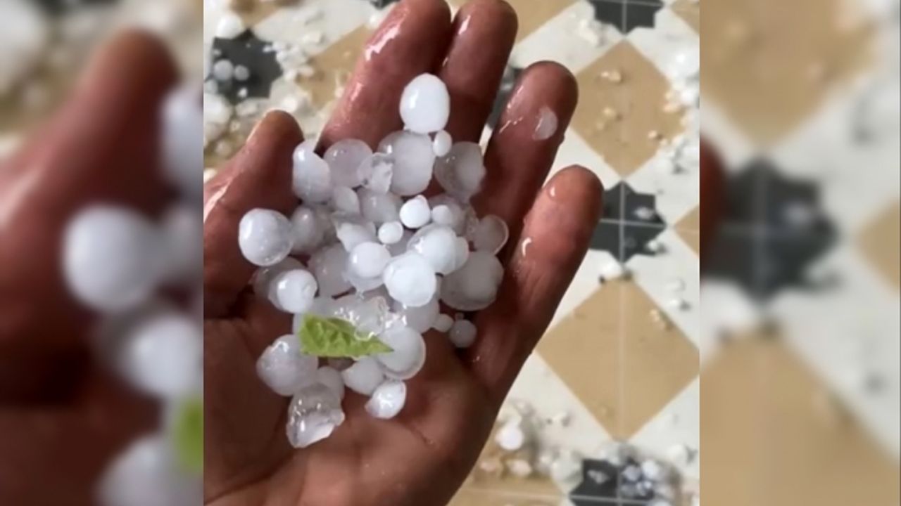 Akhisar’da etkili olan dolu yağışı ürünlere zarar verdi