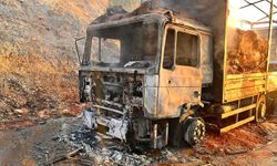 Seyir halindeki tır alevlere teslim oldu