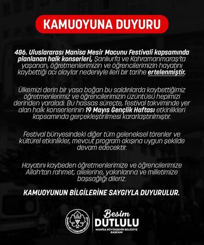 Mesir Festivali konserleri ertelendi