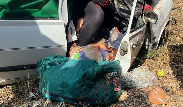 Otomobil yol kenarına uçtu: 1 ölü, 1 ağır yaralı