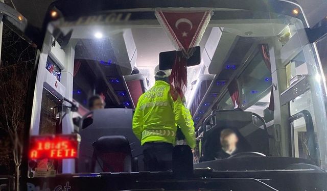 Manisa'da terminallerde otobüslere emniyet kemeri denetimi