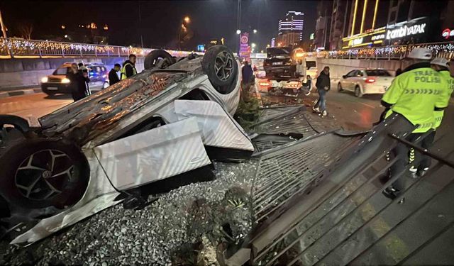 Takla atan araçlardan burunları dahi kanamadan çıktılar