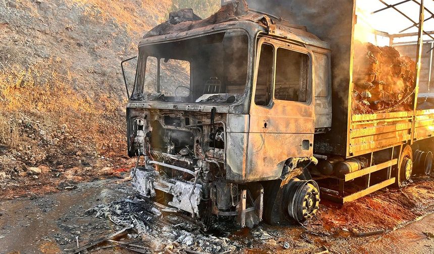 Seyir halindeki tır alevlere teslim oldu