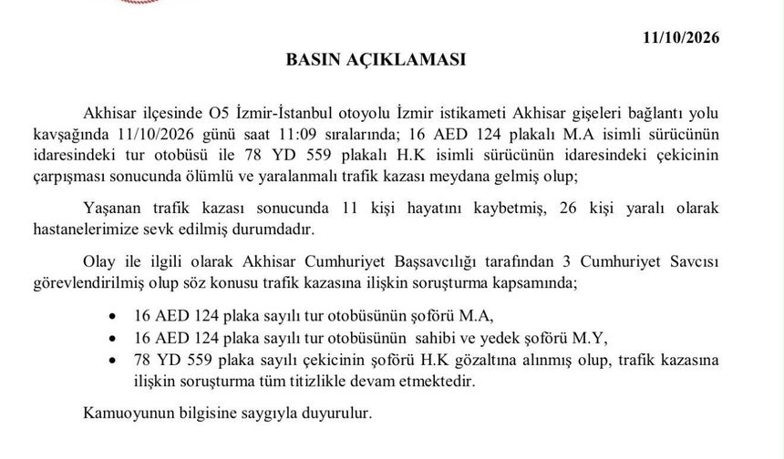 Manisa'da 11 kişinin hayatını kaybettiği trafik kazasında 3 kişi gözaltına alındı